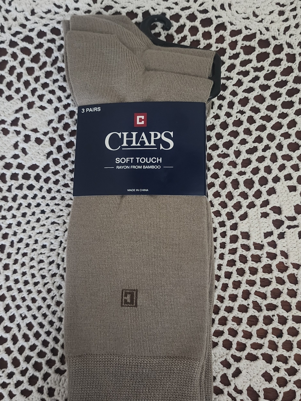 Chaps Men’s Soft-Touch Dress Socks in Taupe (3-Pack)